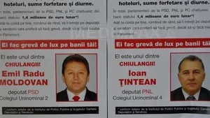 PDL împarte afişe cu pozele parlamentarilor opoziţiei şi textul: 