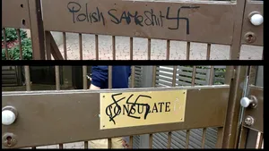 Mai multe svastici au fost desenate pe clădirea ambasadei Poloniei la Tel Aviv
