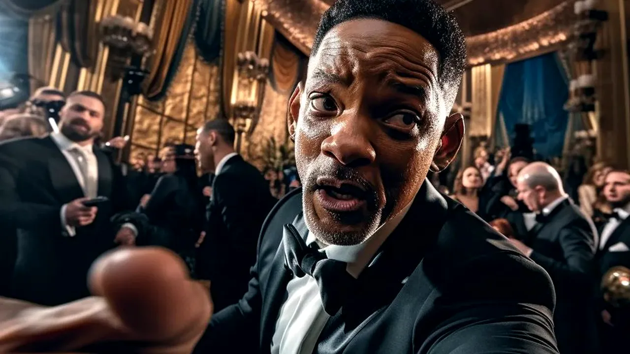 Momentul în care Chris Rock a fost pălmuit de Will Smith, recreat de AI