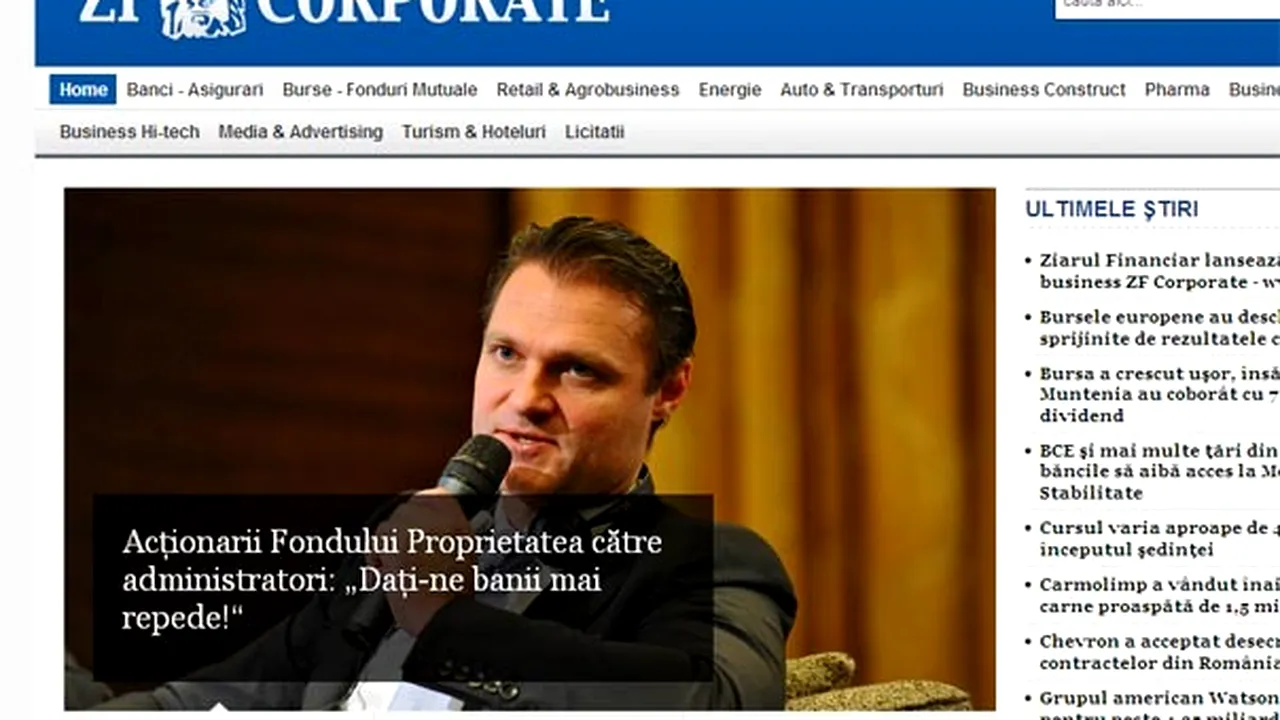 Ziarul Financiar lansează platforma de business ZF Corporate - www.zfcorporate.ro