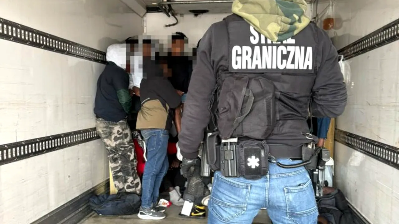 Peste 30 de migranți, găsiți înghesuiți în compartimentul de marfă al unui camion în Polonia