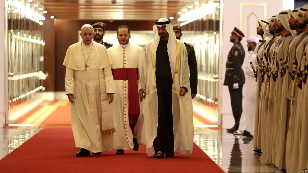 VIDEO - Papa Francisc, vizită istorică în Emiratele Arabe Unite