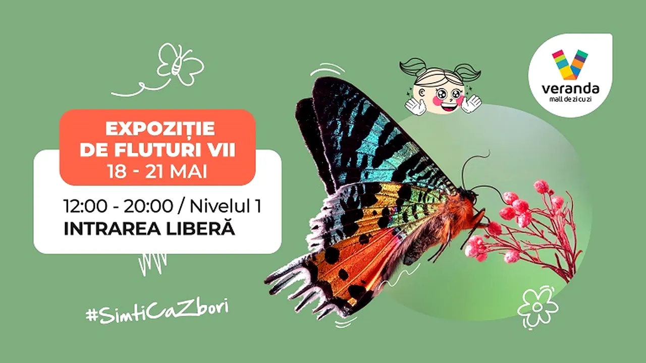 Veranda Mall aduce o expoziţie de fluturi vii aşa cum vezi doar în muzeele tematice 