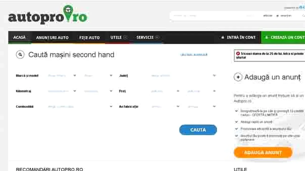 Mediafax Group a relansat site-ul Autopro.ro pentru cumpărătorii şi vânzătorii de maşini