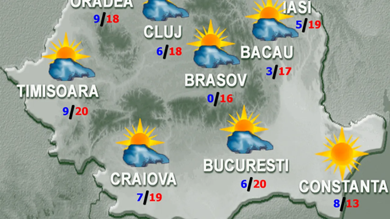 PROGNOZA METEO: Vremea se încălzeşte. Ce temperaturi vor fi marţi şi miercuri în ţară şi în Bucureşti