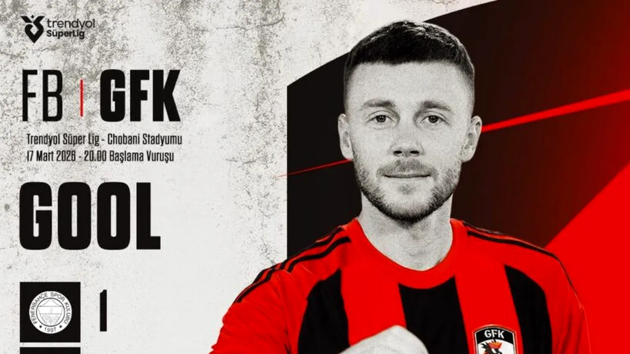 Alexandru Maxim marchează împotriva lui Fenerbahce, dar Gaziantep pierde meciul din SuperLig