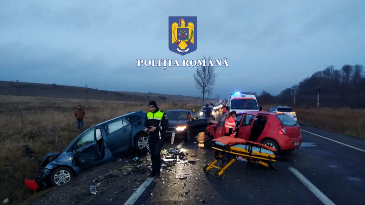 Şase maşini implicate într-un accident pe DN 1, în zona Perşani, judeţul Braşov