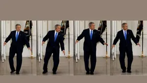 Bush a dansat step în faţa jurnaliştilor