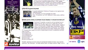 Culorile alb-violet şi denumirea Politehnica, pe site-ul oficial al FC Timişoara