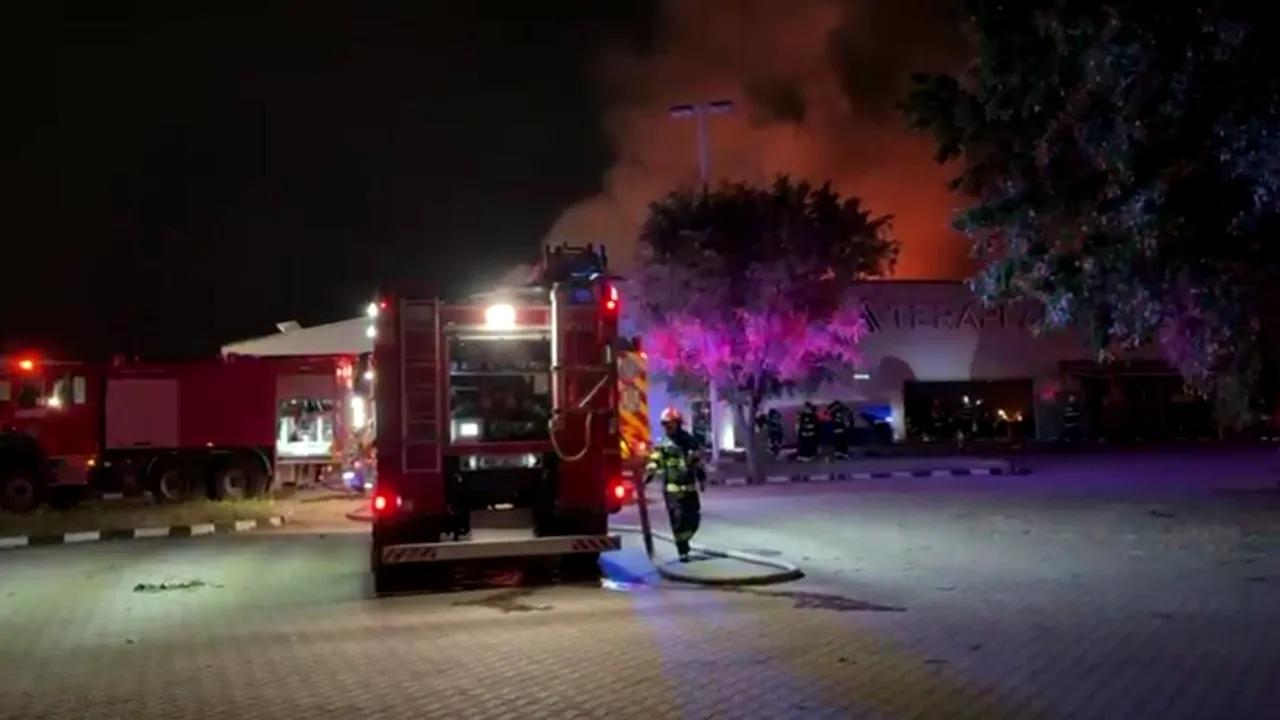 Incendiu puternic la un depozit din Chiajna. Pompierii au intervenit cu 15 autospeciale