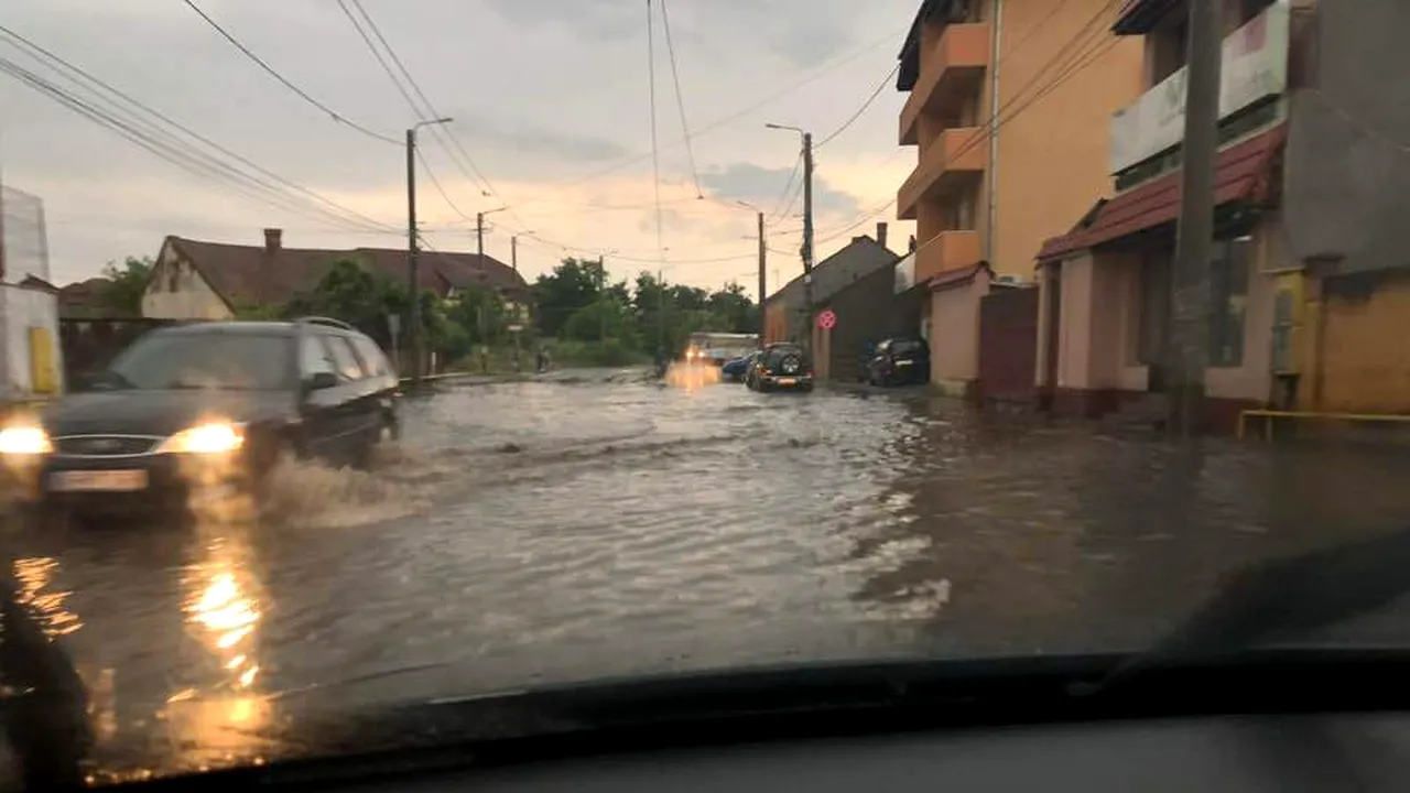 Furtună în Harghita: Zeci de arbori şi stâlpi, căzuţi pe drumurile judeţene şi naţionale / Rupere de nori la Arad: străzi inundate şi copaci puşi la pământ. FOTO