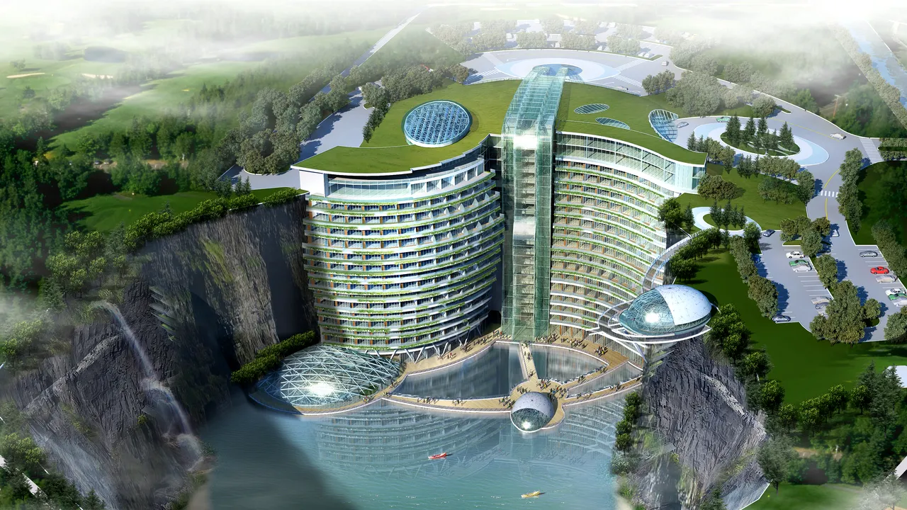 Unul dintre cele mai frumoase hoteluri din lume, construit într-o carieră de piatră. Are propriul lac unde poţi naviga, cascade spectaculoase şi o pădure în loc de acoperiş | FOTO