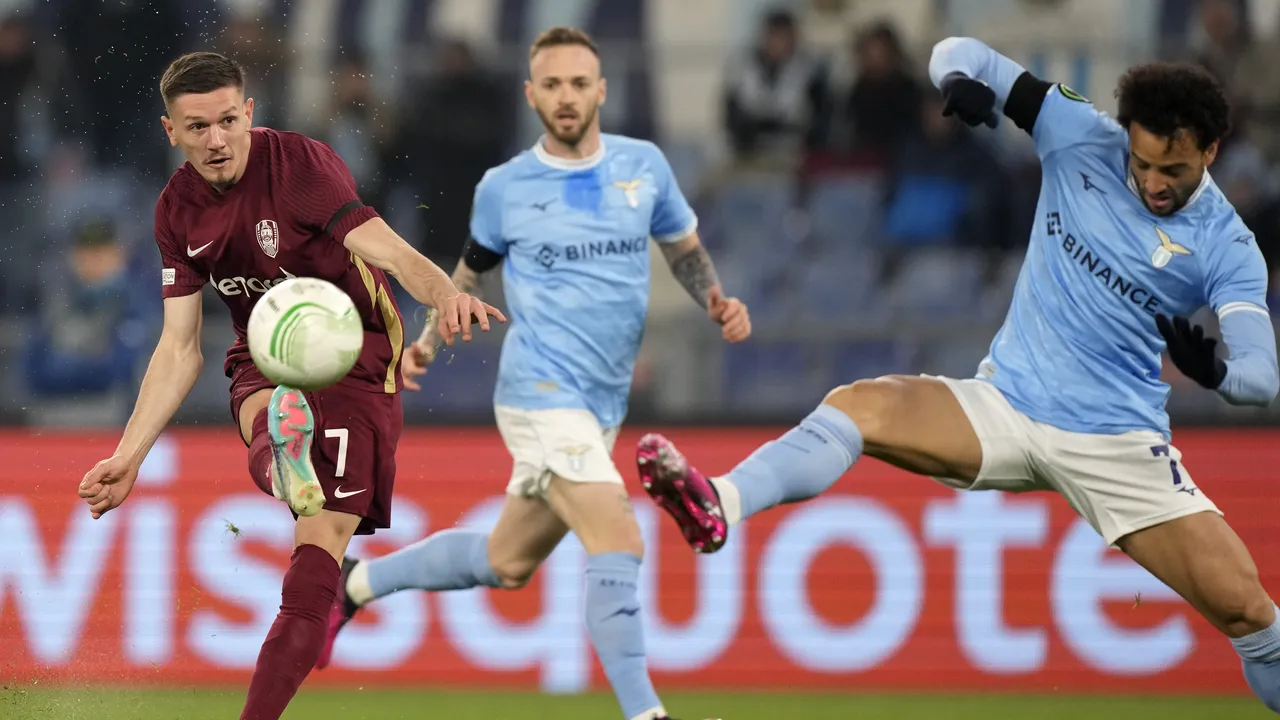 CFR Cluj învinsă pe Olimpico de Lazio care a jucat 75 de minute în 10 oameni 