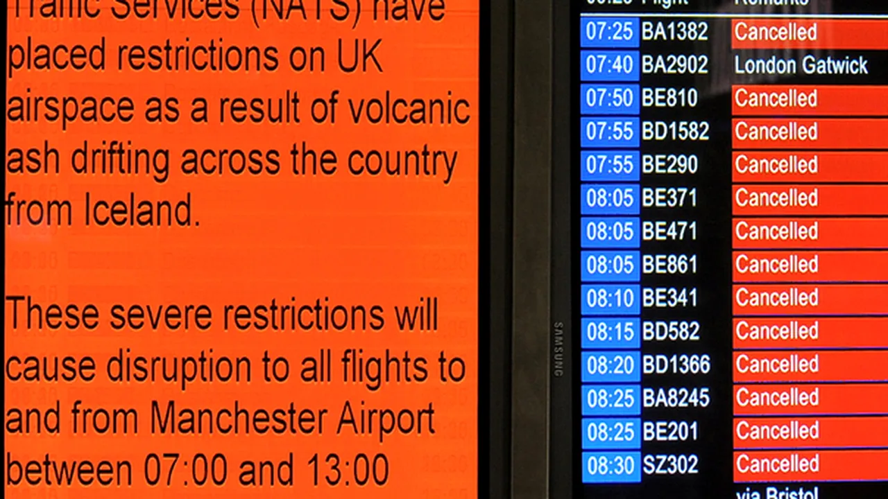 Spaţiul aerian britanic, închis din cauza erupţiei vulcanice din Islanda - VIDEO