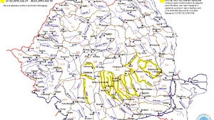 COD GALBEN DE INUNDAŢII pe râuri din 11 judeţe, de vineri seara până luni după-amiază