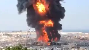 VIDEO Portul Beirut este din nou în flăcări, la doar o lună după explozia devastatoare