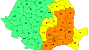 Cod portocaliu de ploi abundente în sudul și centrul Moldovei și în Muntenia