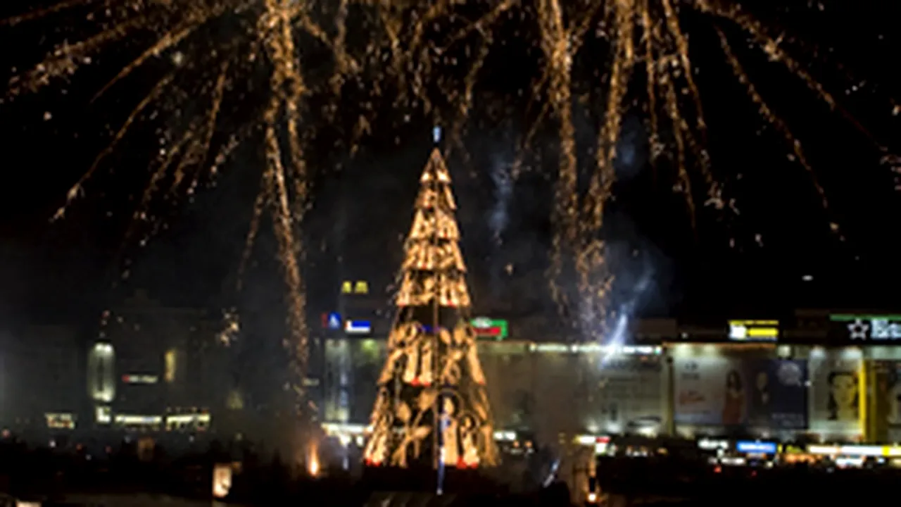 Tens Of Thousands Of Romanians Attend Christmas Tree Lighting In Bucharest