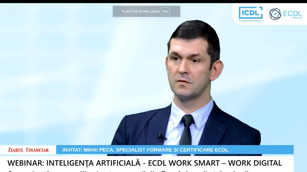Mihai Peca, ECDL: Certificările în domeniul inteligenţei artificiale nu vor mai fi o necesitate, ci o obligativitate. Este o piaţă într-o permanentă dinamică