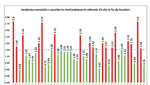 Coronavirus în România LIVE UPDATE 17 octombrie. Record de internări la terapie intensivă: 745. Judeţele unde rata se apropie de limită. Graficul pe judeţe
