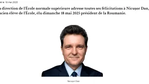 Nicușor Dan, felicitat pe site-ul École Normale Supérieure, după câștigarea alegerilor