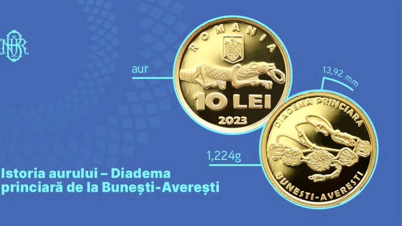 BNR lansează o monedă din aur cu tema Istoria aurului – Diadema princiară de la Buneşti-Avereşti