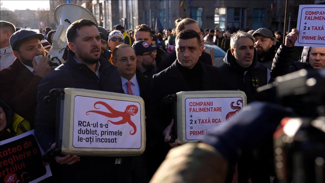 Partidul AUR, protest cu peste 300 de oameni, la ASF