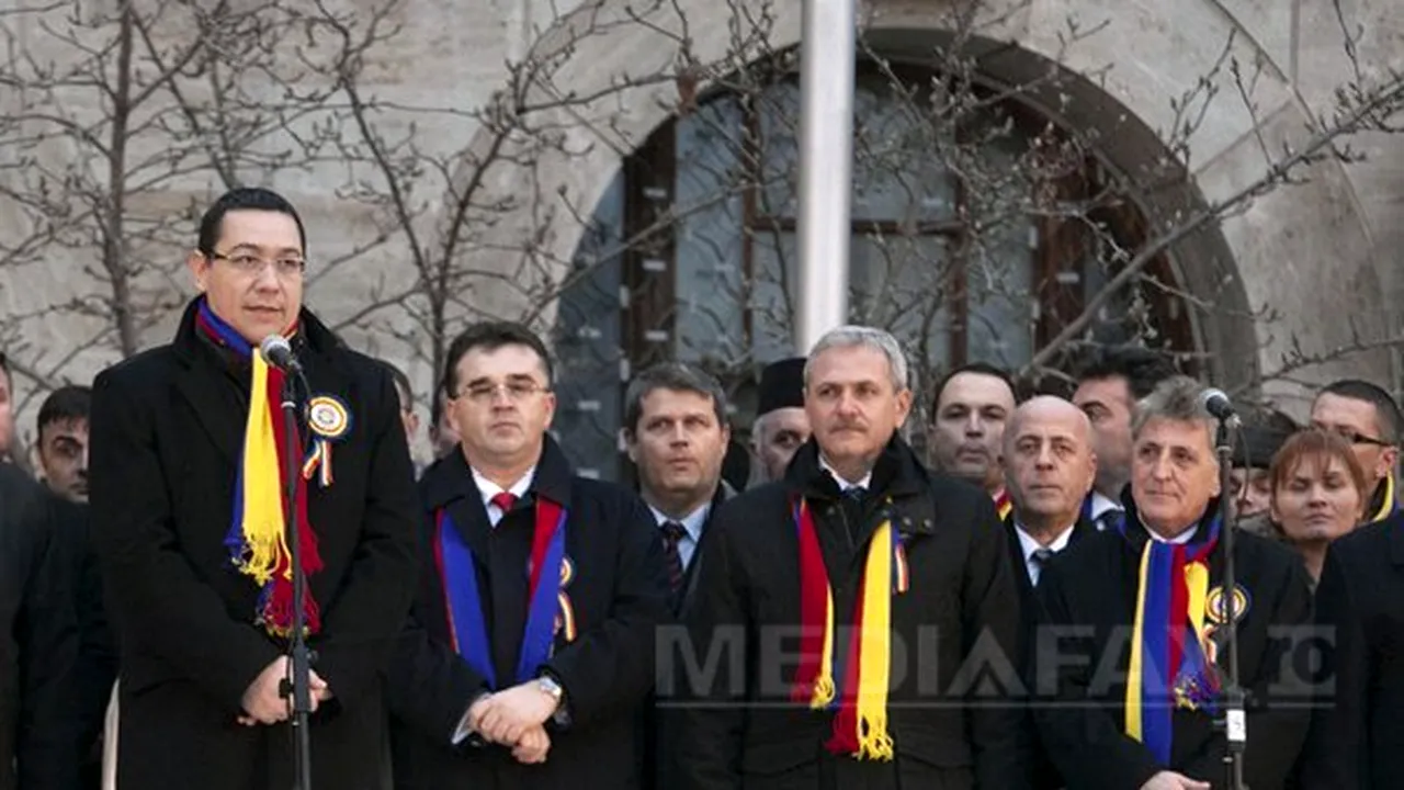 Premierul Victor Ponta şi mai mulţi miniştri, între care Dragnea şi Duşa, la Focşani, de Ziua Unirii