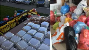 Mormane de gunoi la intrarea într-un centru de carantină din buricul Galaţiului. Acolo sunt cazaţi sute de români veniţi din străinătate