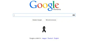 Google România a adăugat o panglică neagră sub logoul său, în memoria victimelor Charlie Hebdo