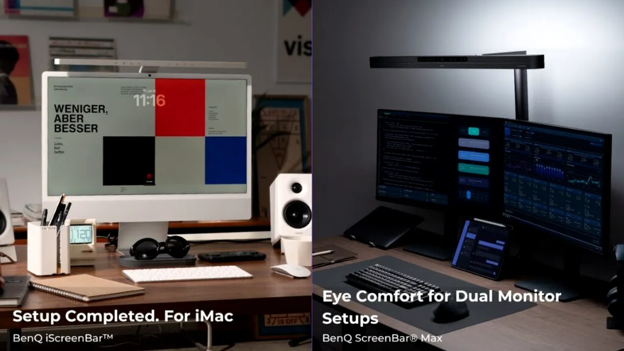 BenQ extinde gama ScreenBar cu ScreenBar Max și iScreenBar, două soluții pentru spațiile de lucru moderne