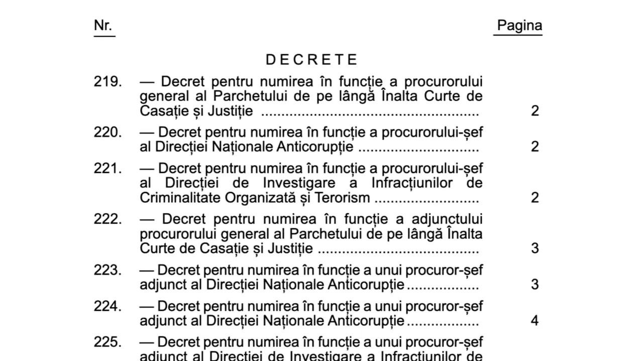Au fost publicate în Monitorul Oficial decretele de numire în funcție ale noilor șefi de parchete