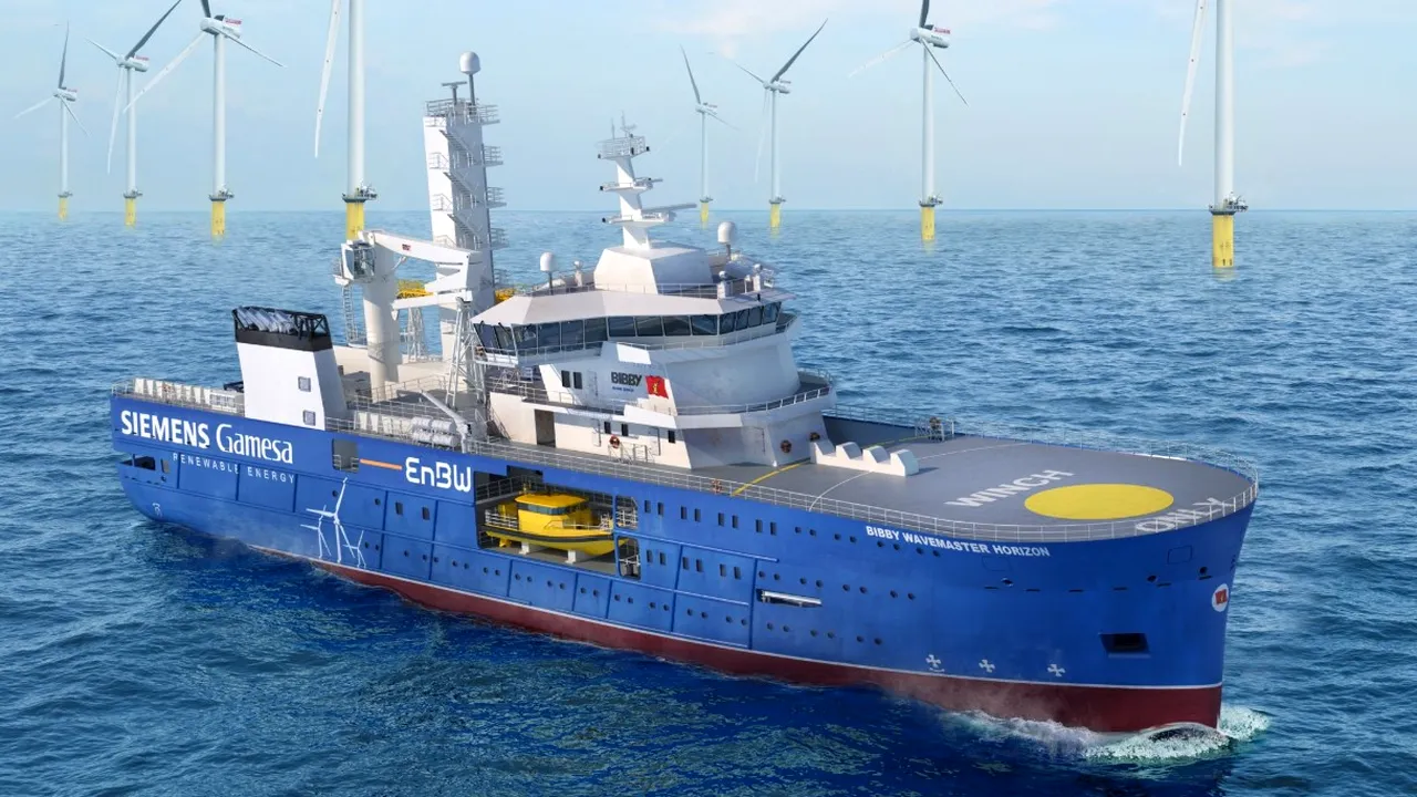 Vapor specializat în întreţinerea turbinelor eoliene marine, lansat la apă la şantierul din Galaţi 