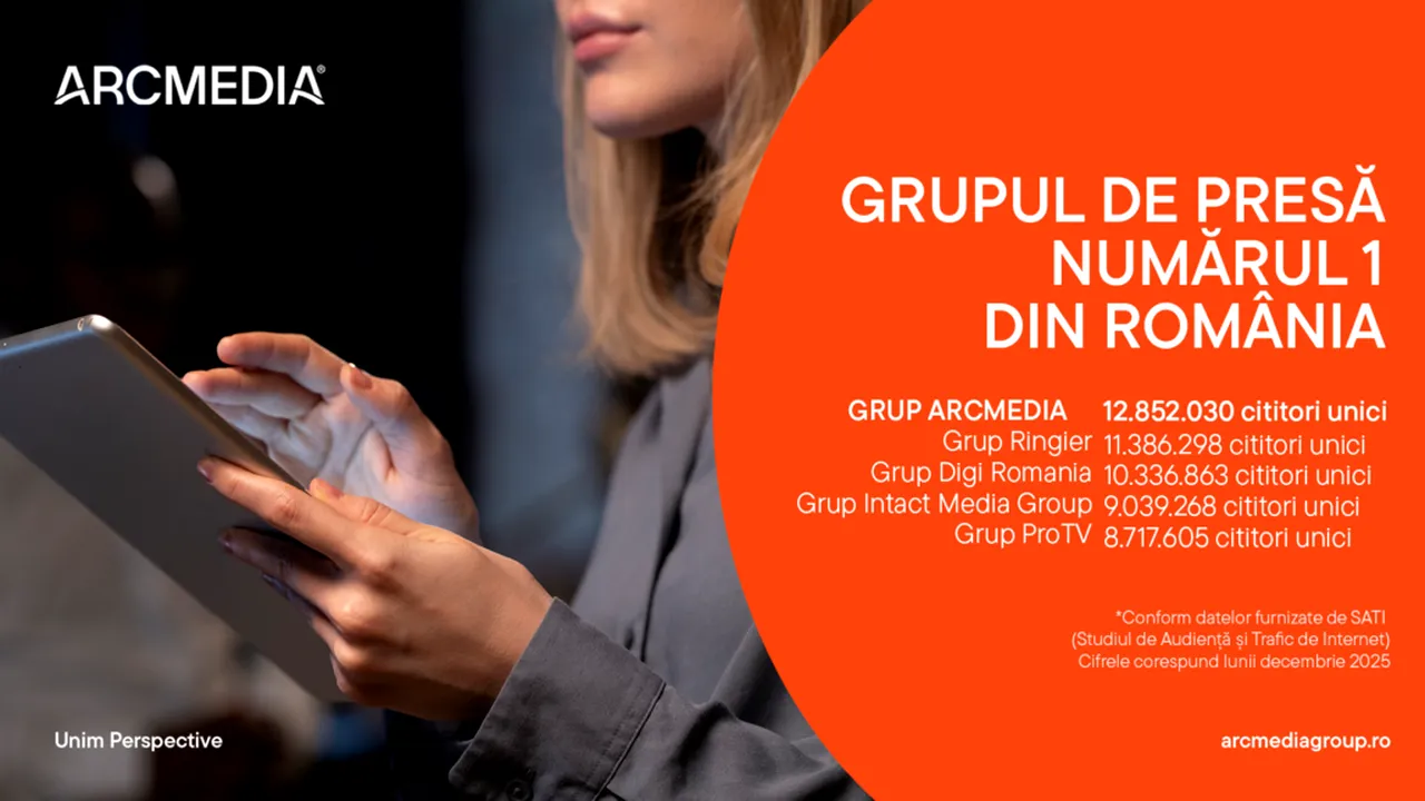 ARCMEDIA, nr. 1 detașat în clasamentul grupurilor de presă, la nivel național, în luna decembrie