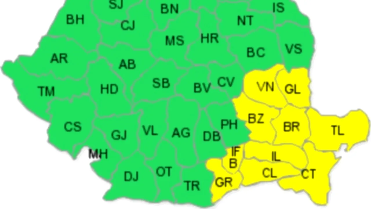 Atenţionare meteo cod galben de ninsori în sud-estul ţării