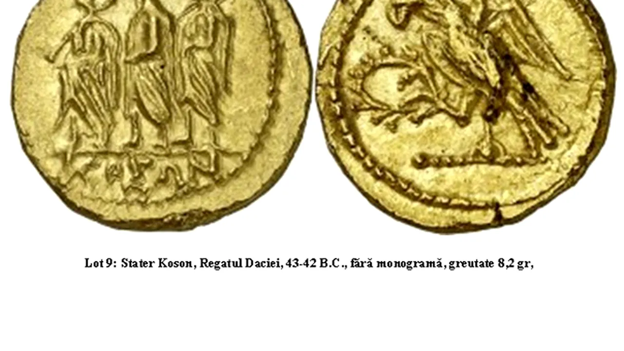 Un număr de 27 de monede de aur dacice de tip Koson, recuperate din Italia, aduse în România