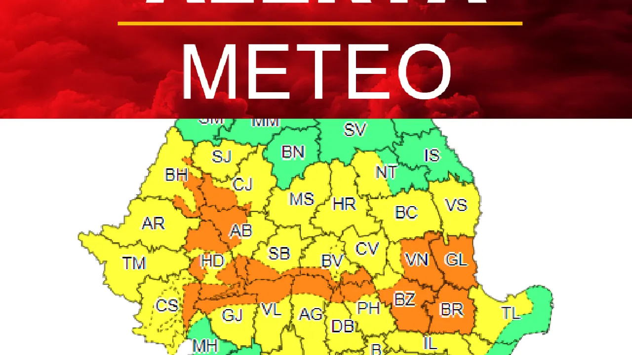 METEO. ANM a emis o nouă avertizare Cod portocaliu şi Cod galben de ploi abundente în aproape toată ţara