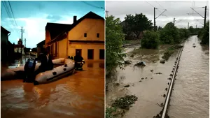 GALERIE FOTO. Inundaţiile blochează Valea Aiudului: Şine de tren sub ape şi o familie cu bebeluş evacuată / Mesaj  Ro-Alert