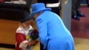 O fetiţă care i-a oferit flori reginei Elizabeth a II-a, lovită din greşeală de un soldat britanic - VIDEO