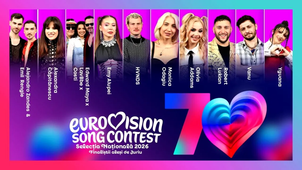 Eurovision România 2026: Lista celor zece finaliști ai Selecției Naționale / Fanii vor alege a 11-a piesă care va intra în finală