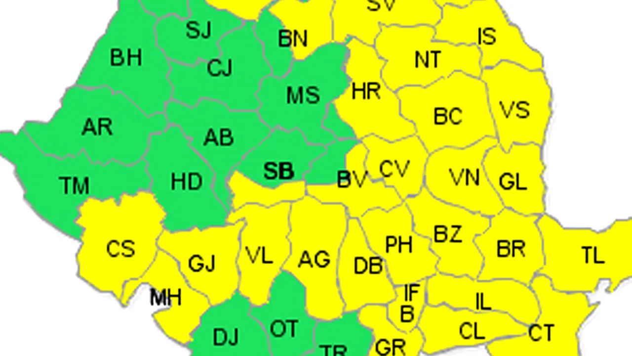 Actualizare a atenţionării meteorologice Cod galben