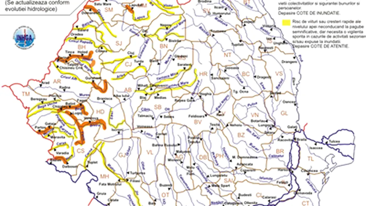 Code Orange, Yellow Warnings For Floods in W, NW Romania