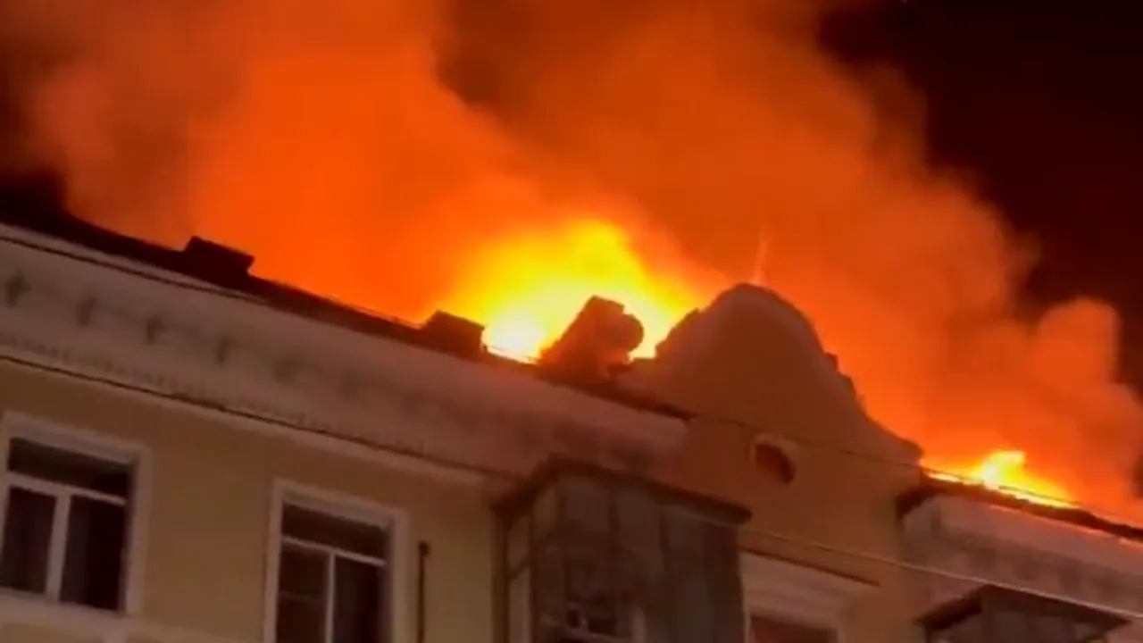 Incendiu puternic și evacuări în Rostov după distrugerea unei drone ucrainene