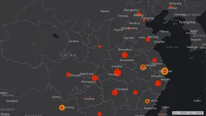 Harta care prezintă LIVE răspândirea coronavirusului din Wuhan, publicată de Universitatea Johns Hopkins
