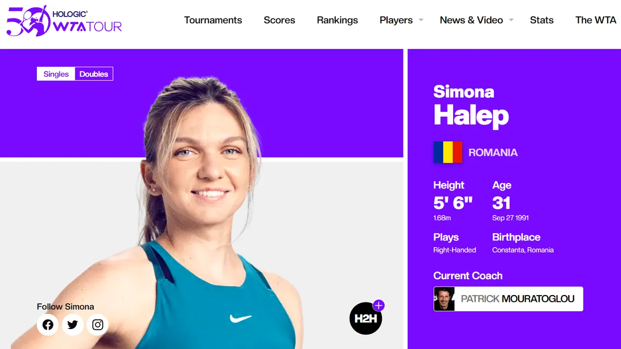 Simona Halep a fost radiată din tenis. Dubla campioană de Mare Şlem nu mai apare în clasamentul mondial 