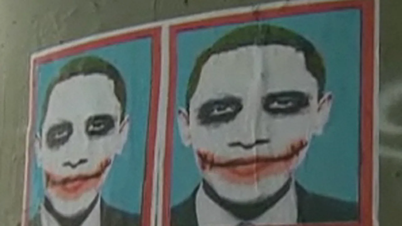 Obama, The Joker, în mai multe afişe postate în Los Angeles - VIDEO