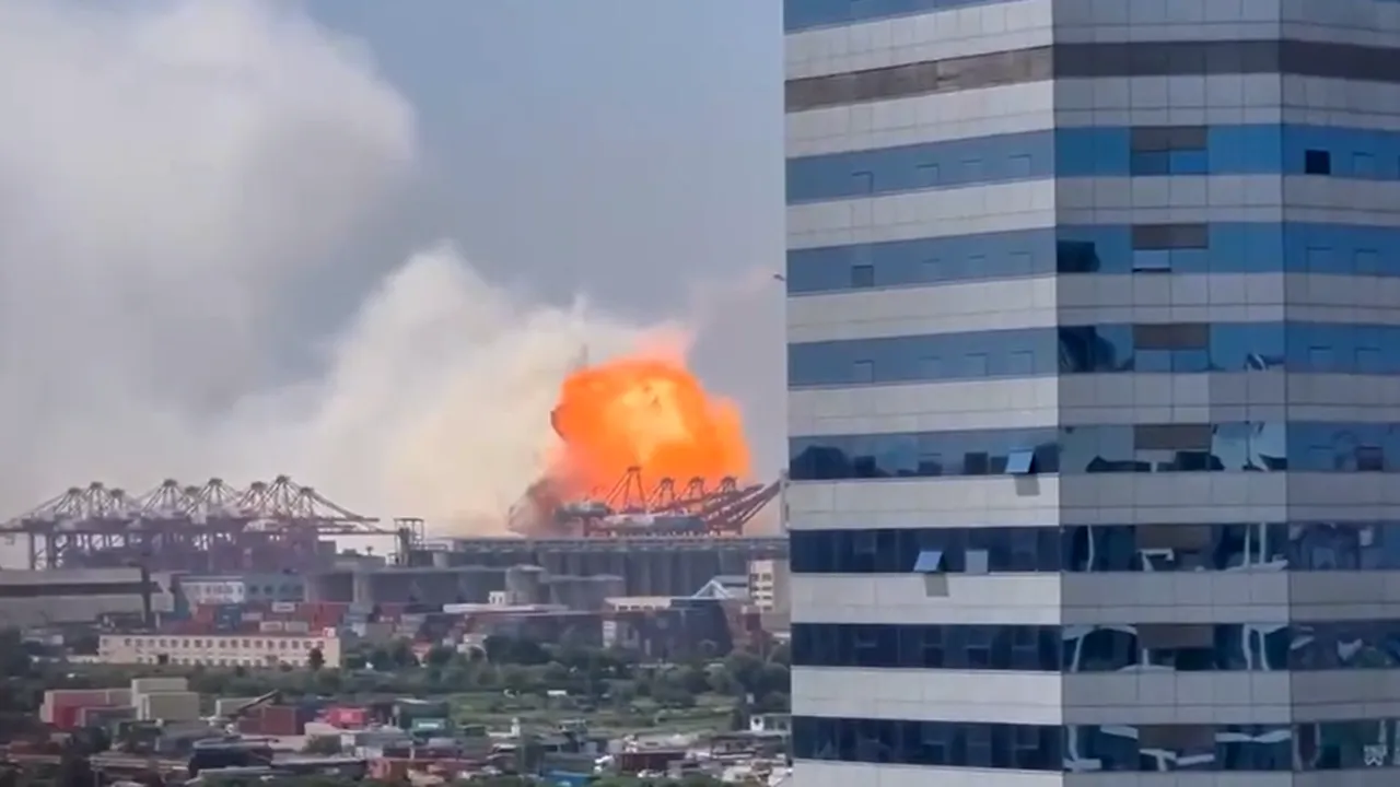 O nava de marfă a explodat într-un port din China. Transporta baterii cu litiu

