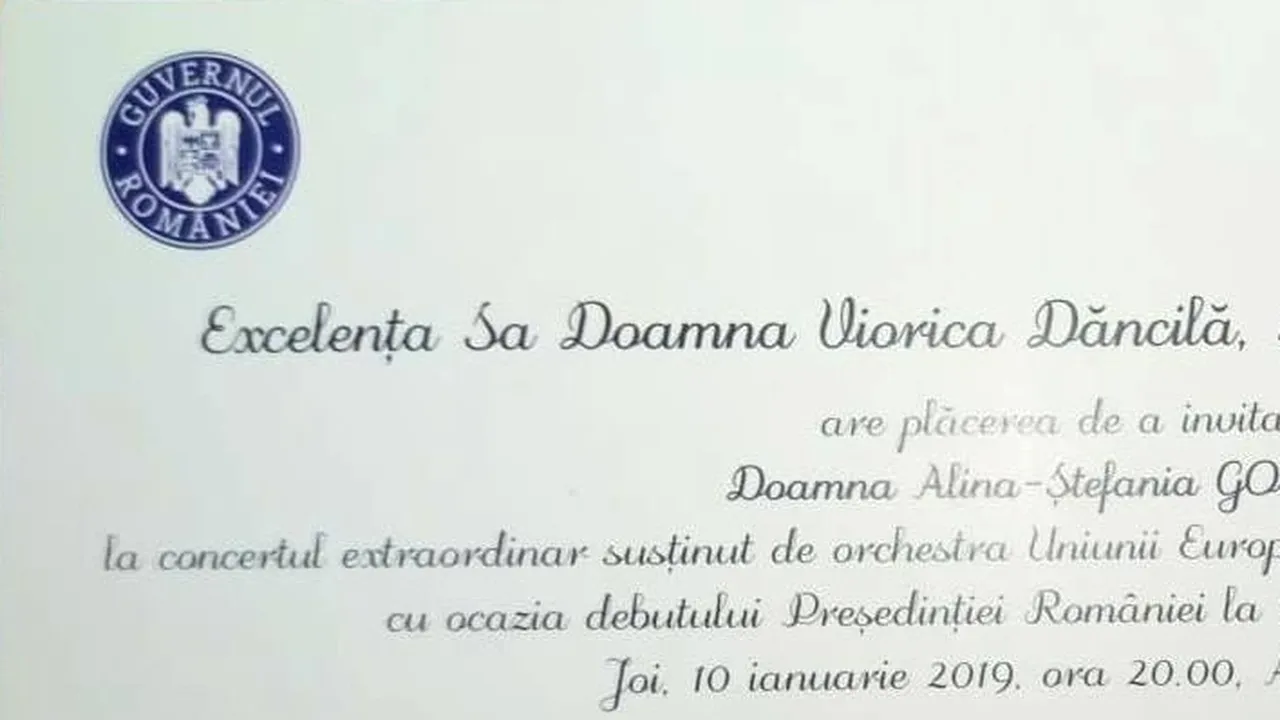 Eroarea strecurată pe invitaţiile trimise de Viorica Dăncilă pentru un concert la Ateneul Român | FOTO