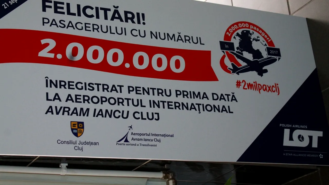 Record de trafic aerian: Aeroportul din Cluj, tranzitat de două milioane de pasageri