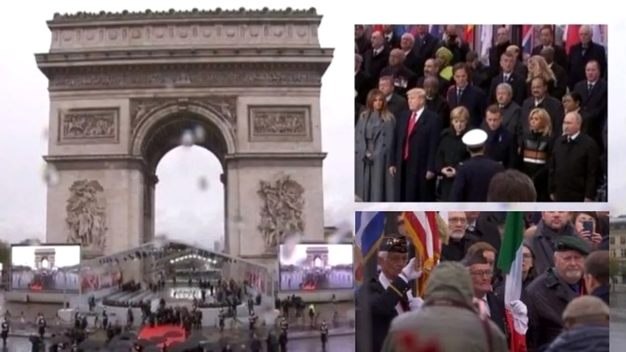 Centenarul sfârşitului Primul Război Mondial: Lideri din toată lumea, la Paris/ Putin şi Trump s-au salutat când au ajuns la ceremonie/ Macron: 